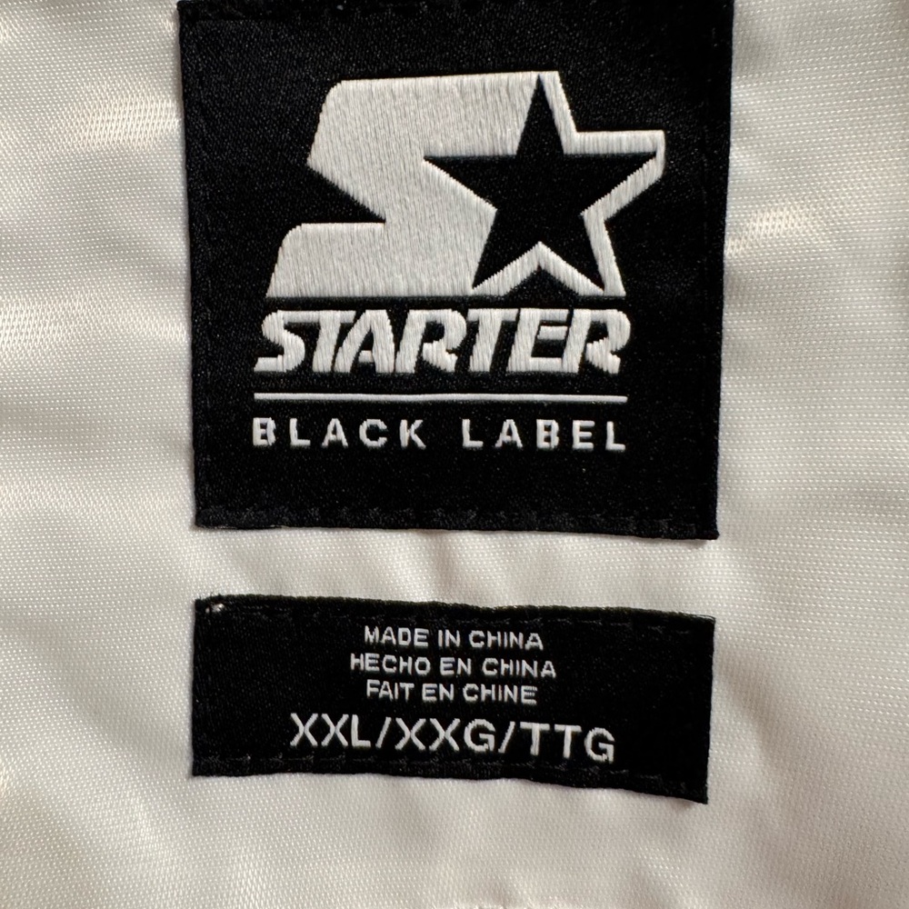 Black Label Atlanta Hawks Satin STARTER Bomber Jacket - Picture 6 of 7